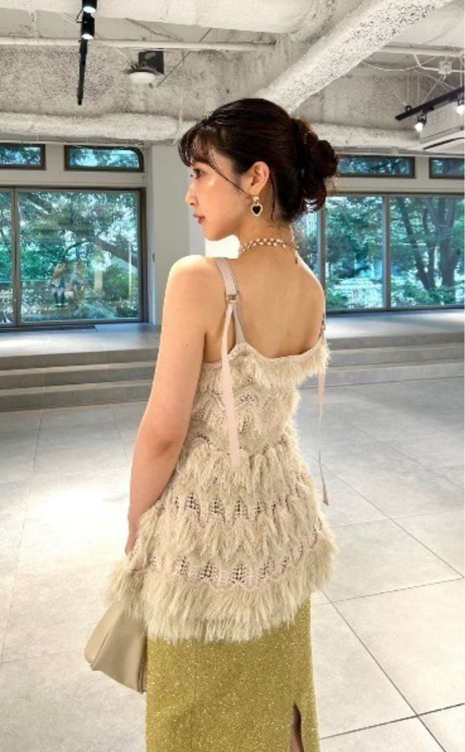 最終値下☆タグ付☆ LILY BROWN ミックスフリンジニットキャミトップス