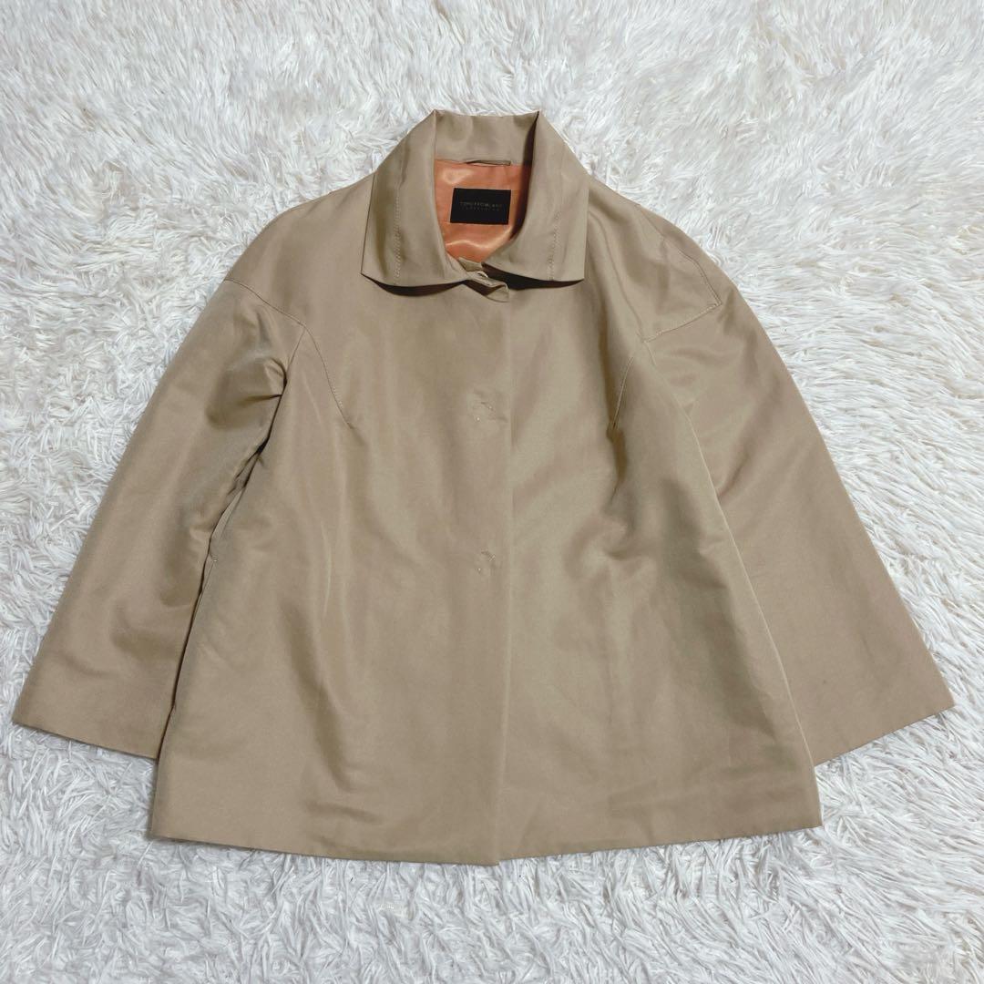 トゥモローランドコレクション　シルク混　　ステンカラーコート　ショート丈　38
