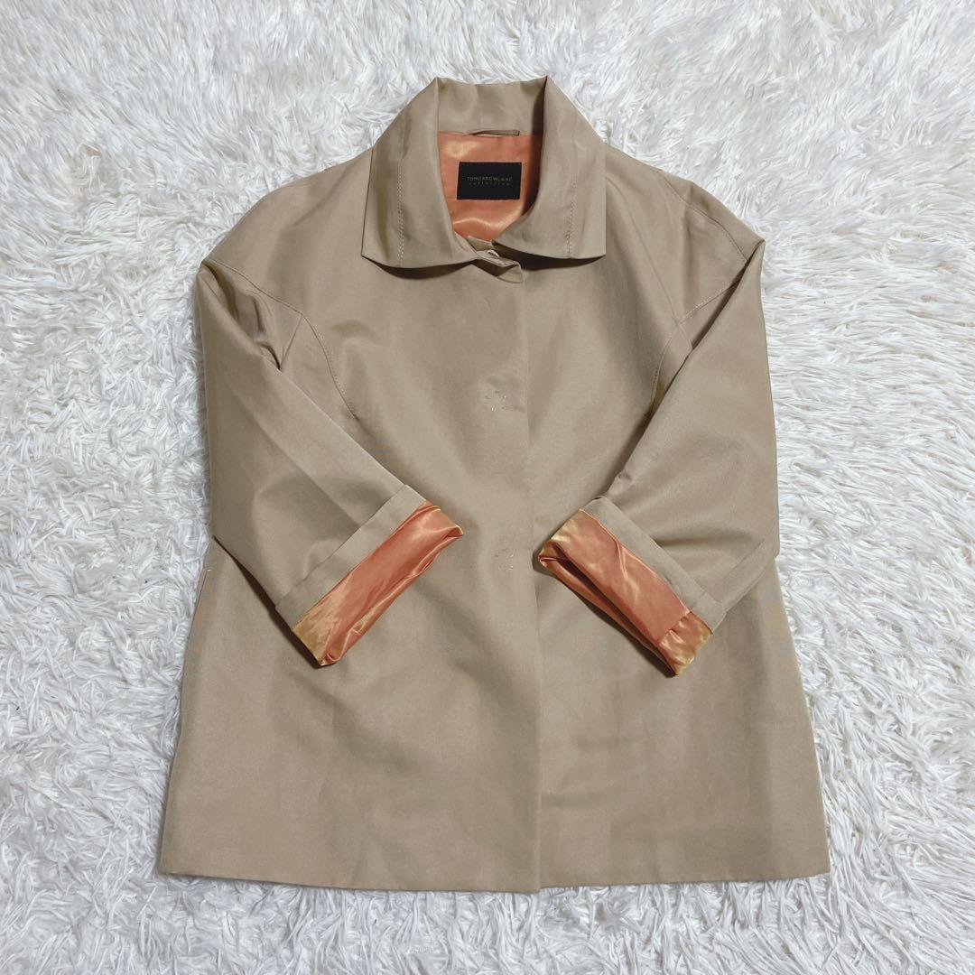 トゥモローランドコレクション　シルク混　　ステンカラーコート　ショート丈　38