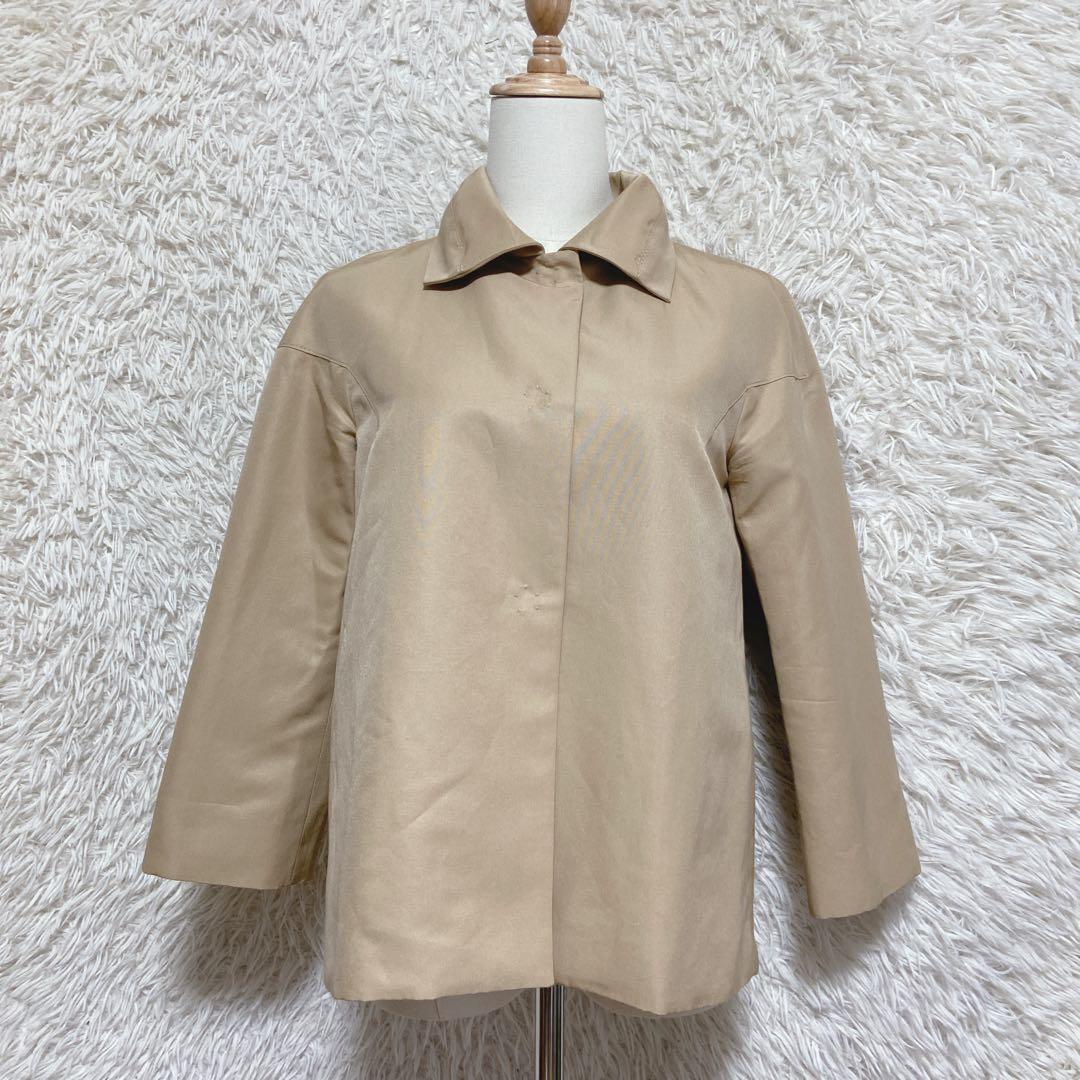 トゥモローランドコレクション　シルク混　　ステンカラーコート　ショート丈　38