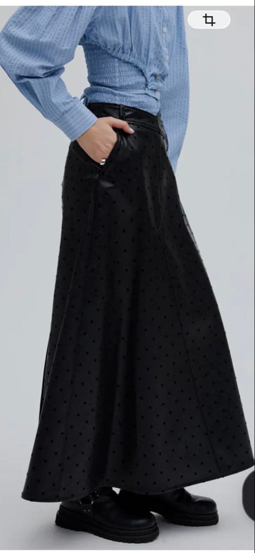 アメリ　DOT FLOCKY LEATHER SKIRT