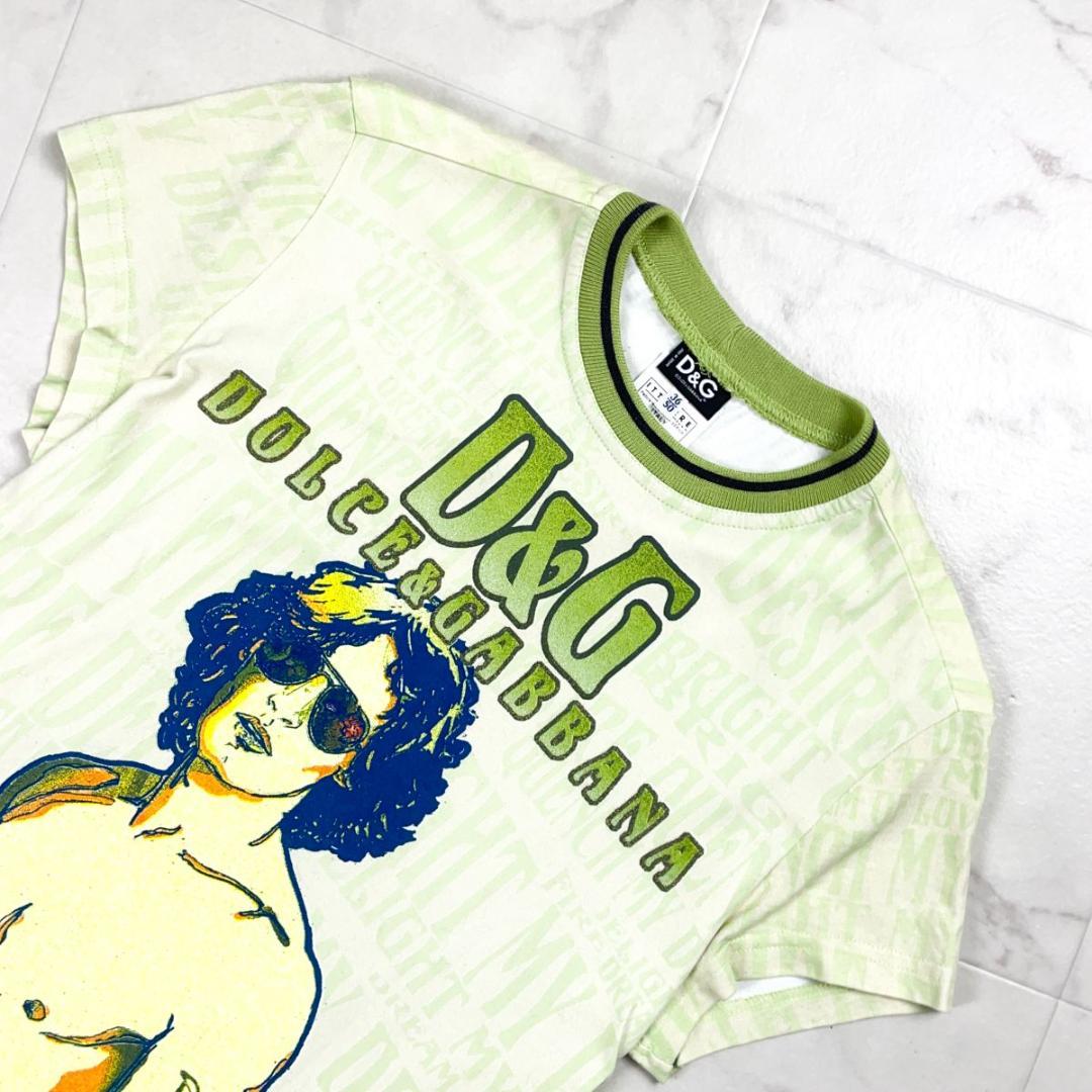 D&G ドルチェ＆ガッバーナ グラフィックプリントTシャツ 緑 36*JD161