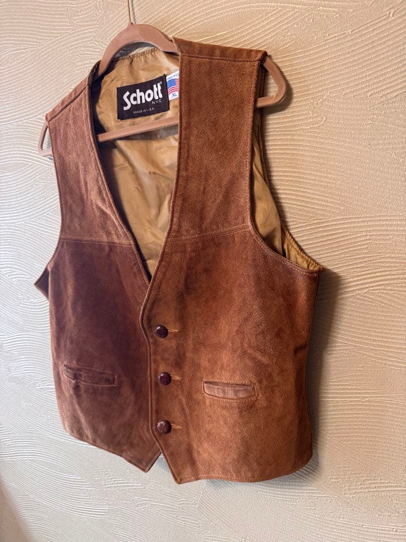 Schott スウェードレザーベスト(ジレ)XLサイズ