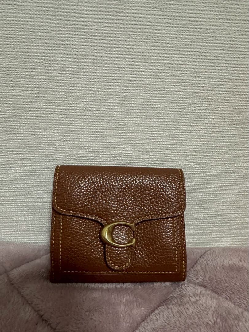 COACH 二つ折り財布　キャメル　ブラウン　ダビー　ウォレット
