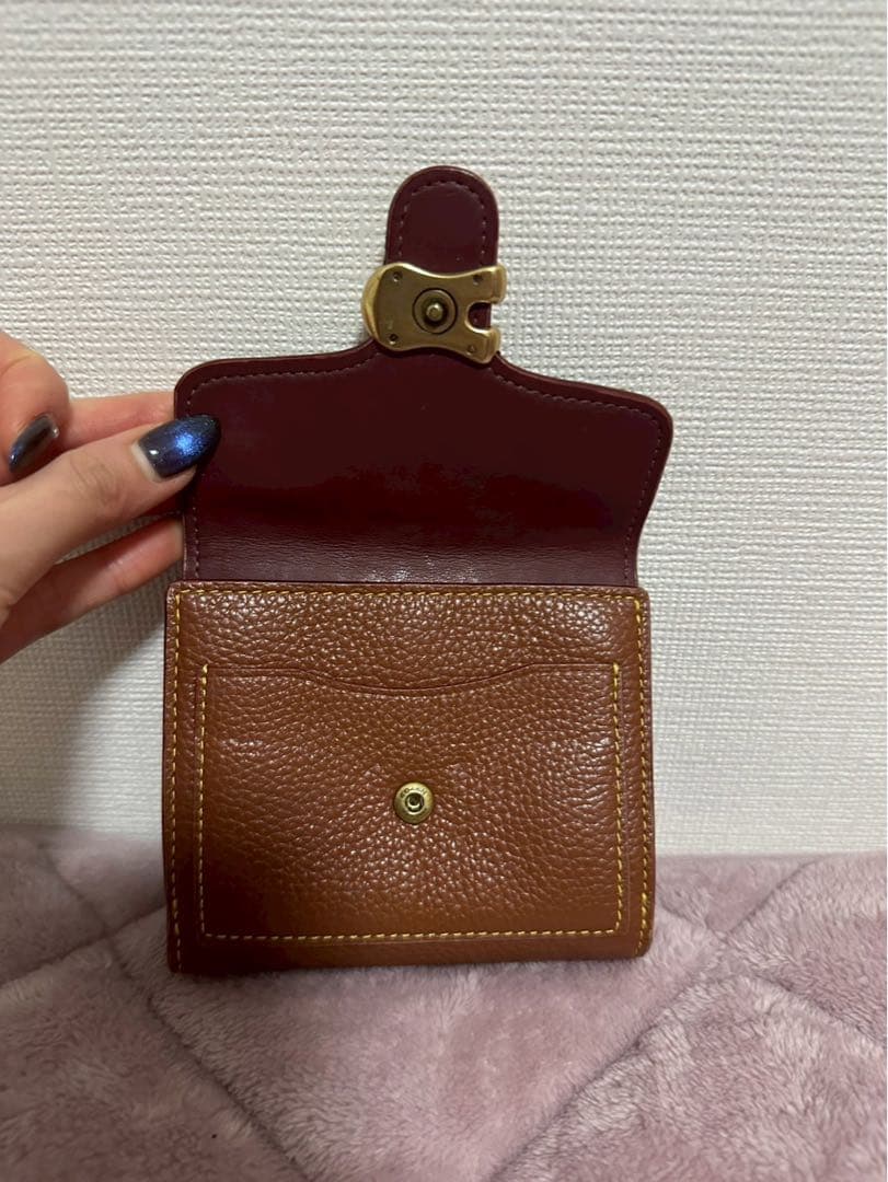 COACH 二つ折り財布　キャメル　ブラウン　ダビー　ウォレット