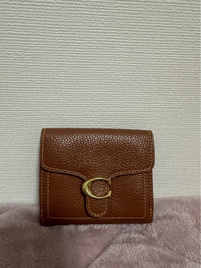 COACH 二つ折り財布　キャメル　ブラウン　ダビー　ウォレット