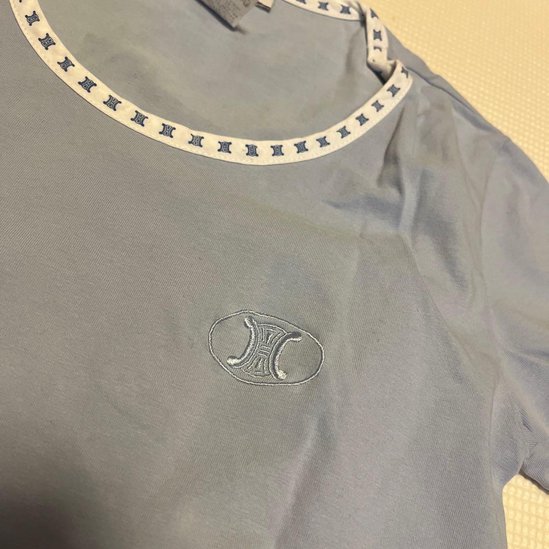 CELINE ライトブルー 半袖Tシャツ Mサイズ