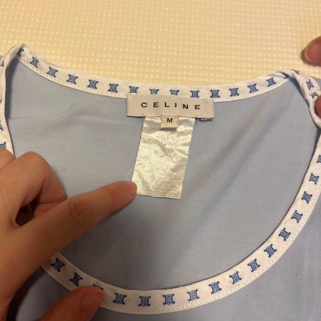 CELINE ライトブルー 半袖Tシャツ Mサイズ
