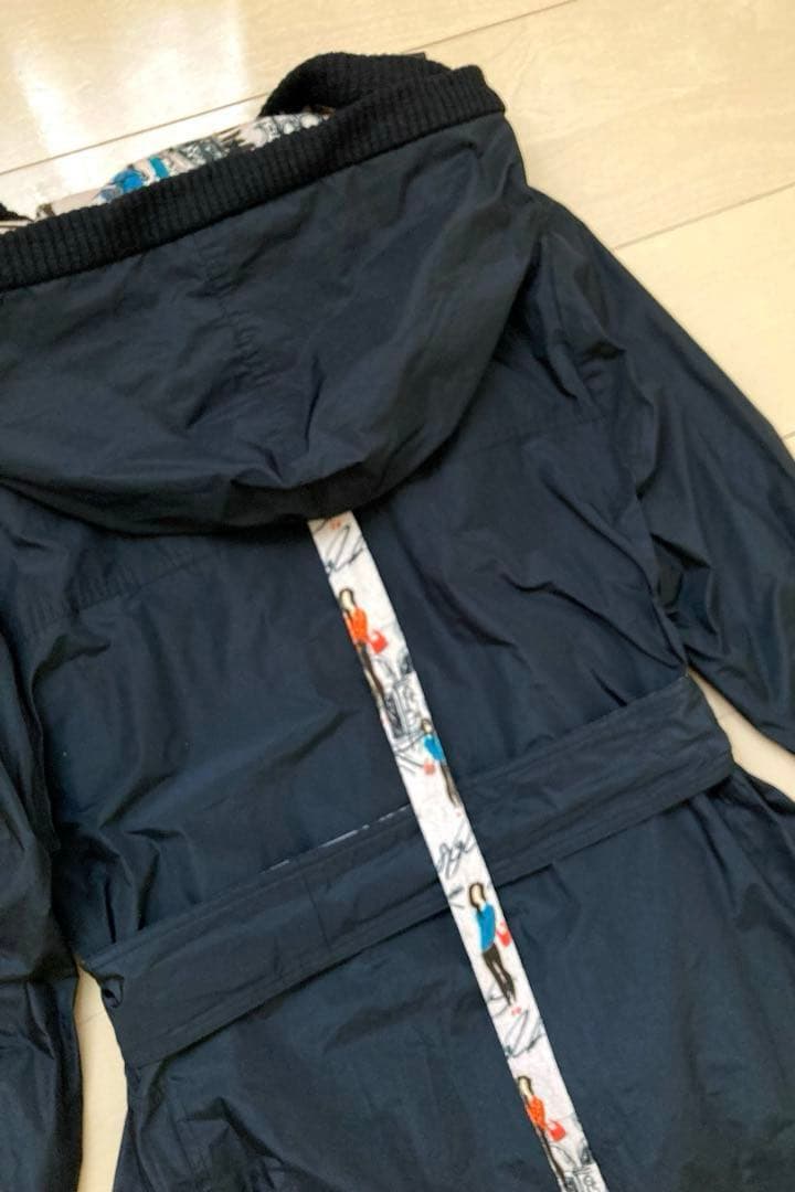 エイココンドウ フード ナイロン　ロングコート Aライン 異素材 42 黒