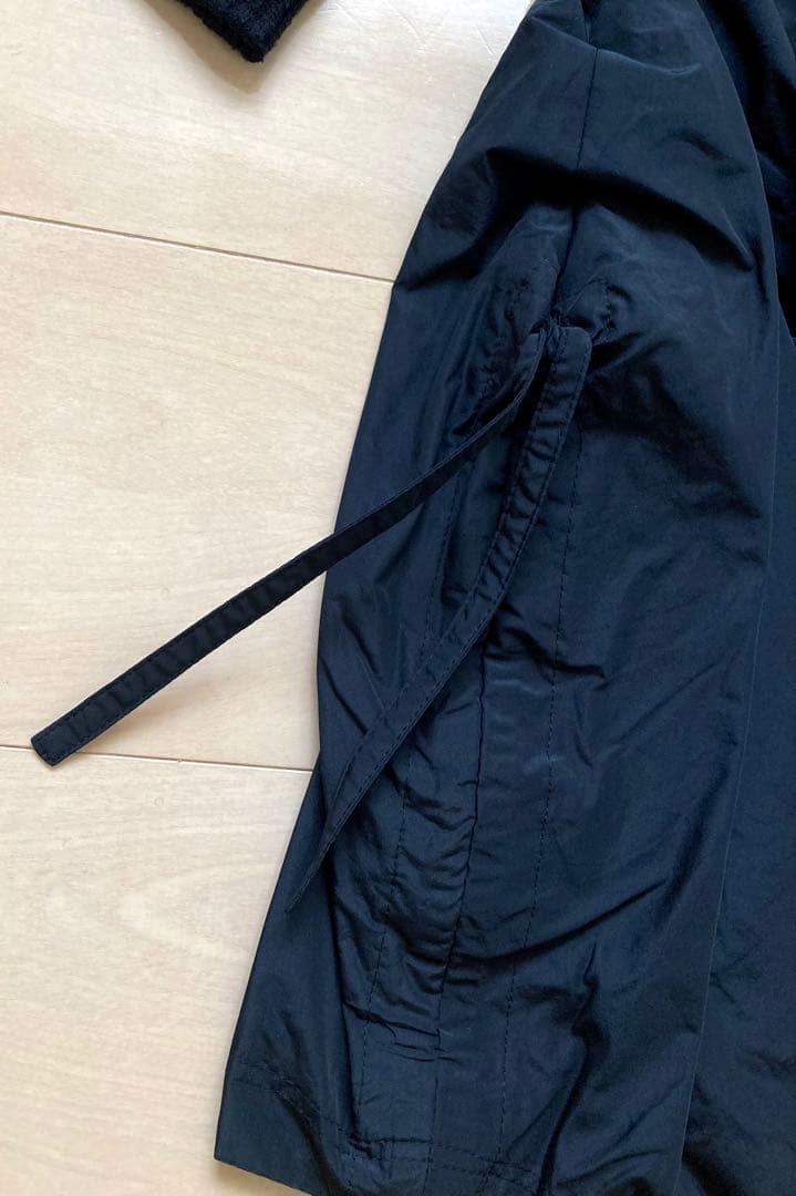 エイココンドウ フード ナイロン　ロングコート Aライン 異素材 42 黒