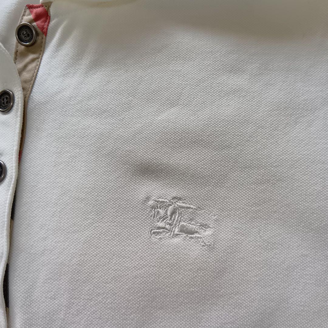 【美品】BURBERRY LONDON バーバリー 丸襟 半袖 ポロシャツ 白