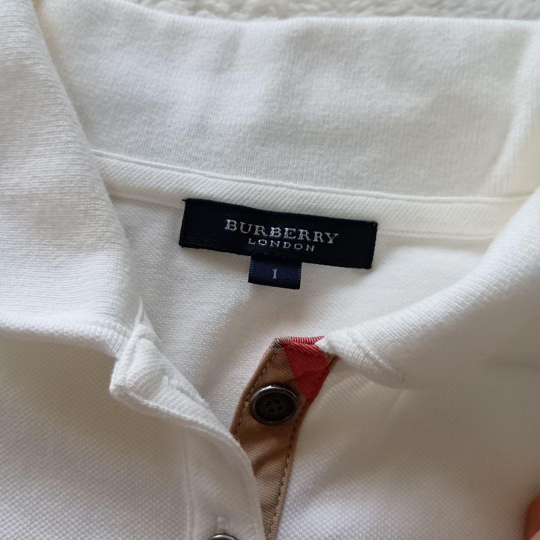 【美品】BURBERRY LONDON バーバリー 丸襟 半袖 ポロシャツ 白