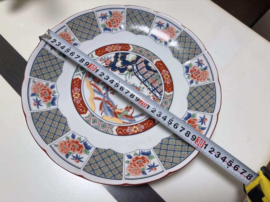 【新品】染付 大皿 和風柄 31cm