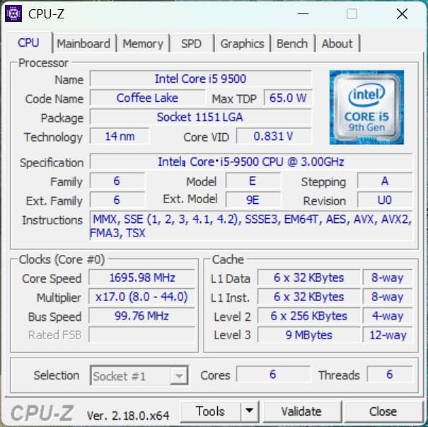 <動作確認済み> CPU Intel Core i5 9500 6個セット