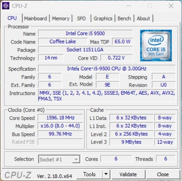 <動作確認済み> CPU Intel Core i5 9500 6個セット