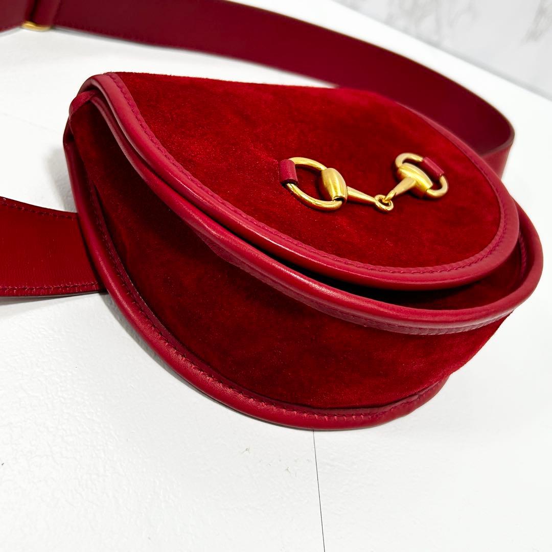 ◎美品◎GUCCI ホースビット スエード ボディバッグ 赤