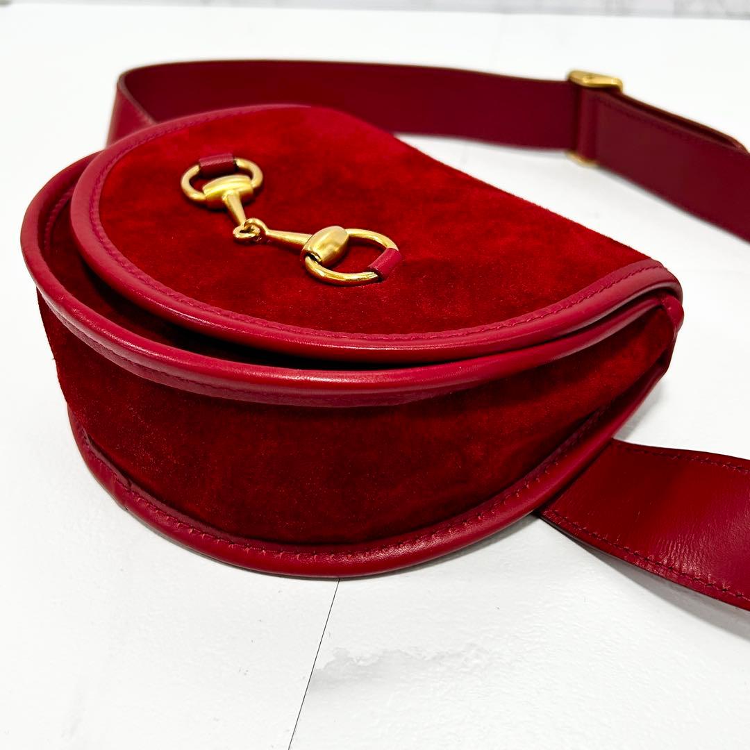 ◎美品◎GUCCI ホースビット スエード ボディバッグ 赤