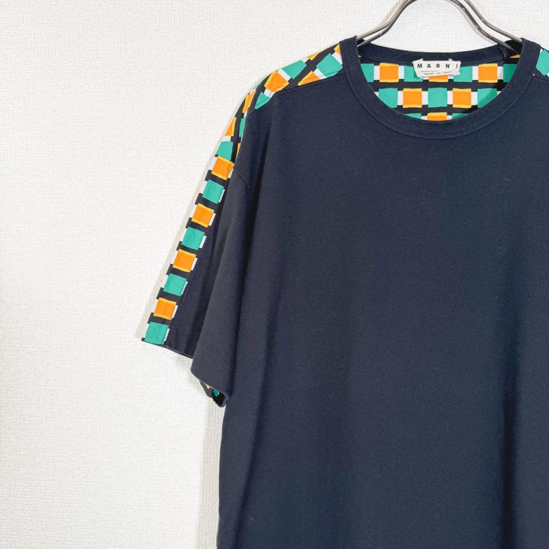 MARNI マルニ　半袖　カットソー　切り替え　柄　メンズ