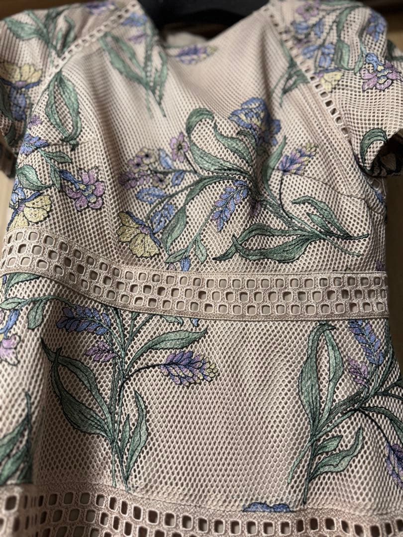 美品　グレースコンチネンタル　花柄メッシュワンピース36