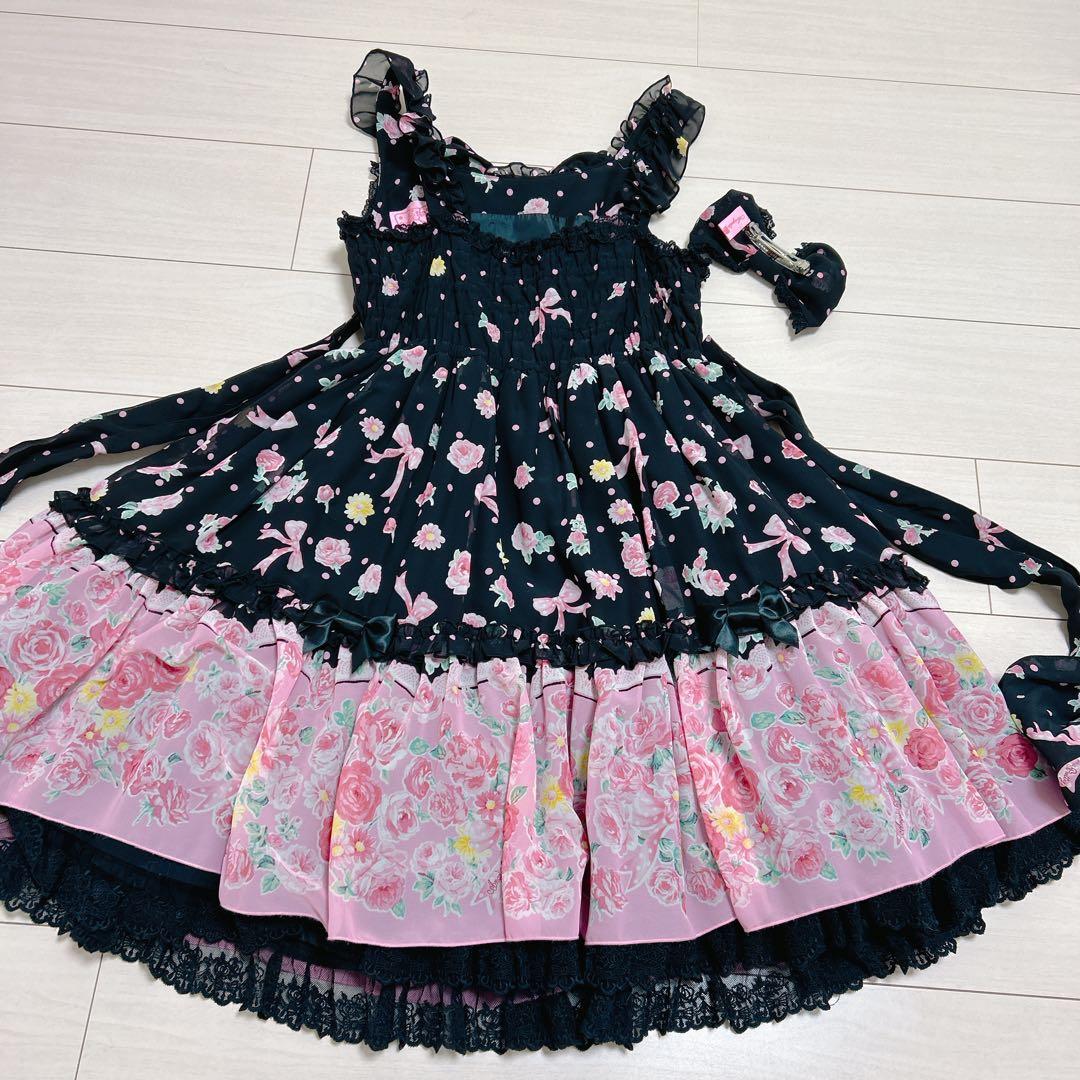 Angelic Pretty パウダーローズ JSK バレッタ付 ※商品欄要確認
