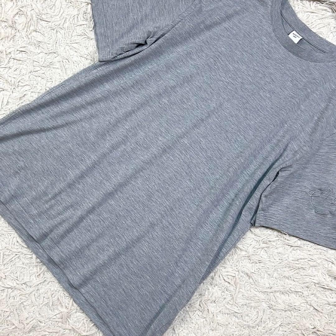 【極美品】ベルルッティ シルク 半袖 カットソー Tシャツ ロゴ刺繍 M グレー