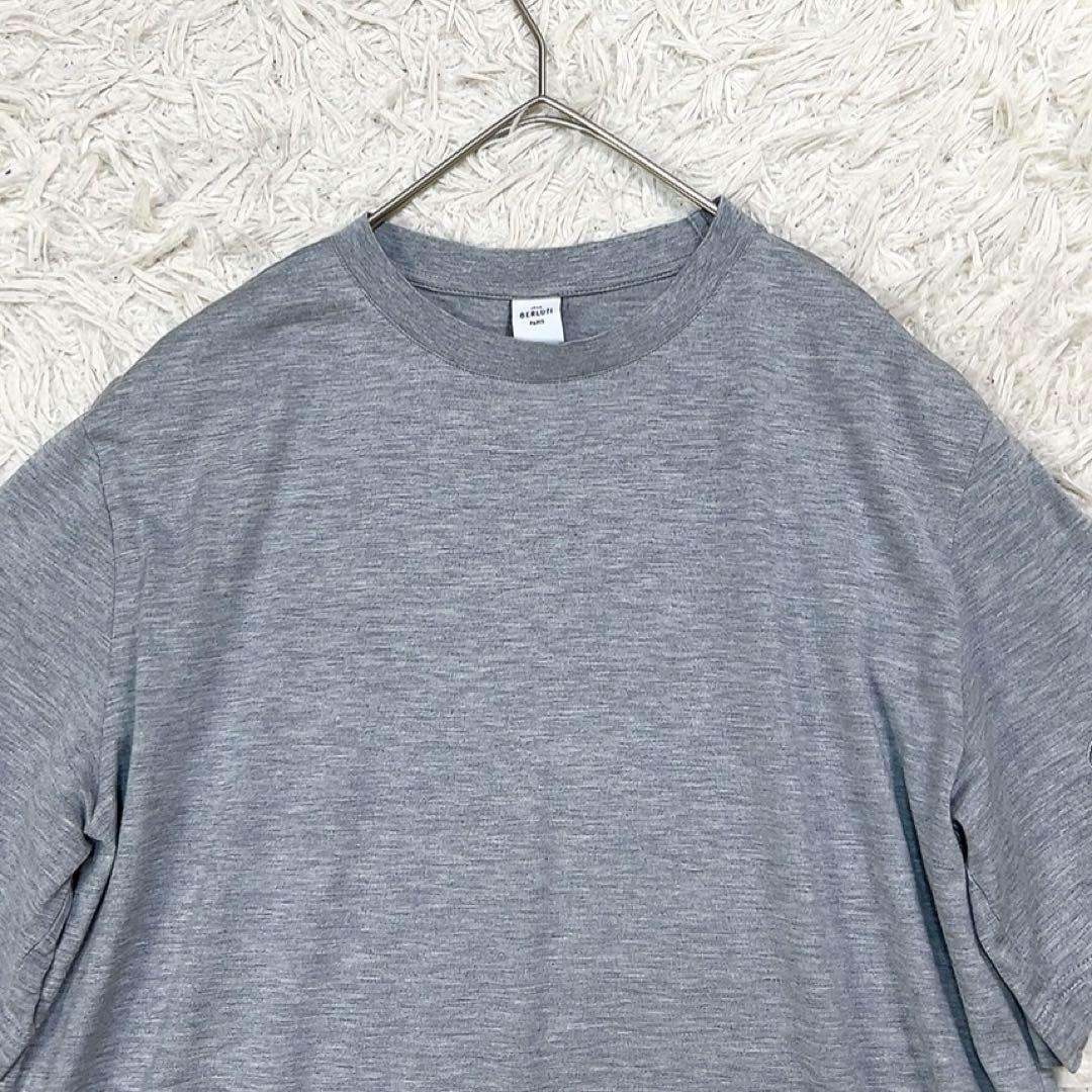 【極美品】ベルルッティ シルク 半袖 カットソー Tシャツ ロゴ刺繍 M グレー