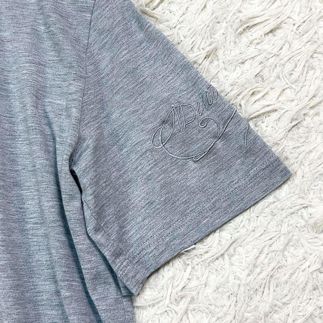 【極美品】ベルルッティ シルク 半袖 カットソー Tシャツ ロゴ刺繍 M グレー