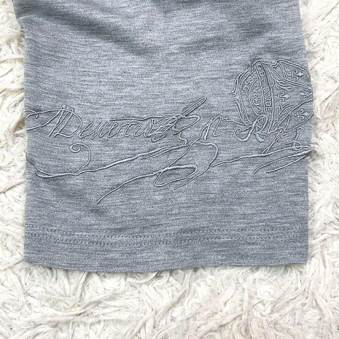 【極美品】ベルルッティ シルク 半袖 カットソー Tシャツ ロゴ刺繍 M グレー