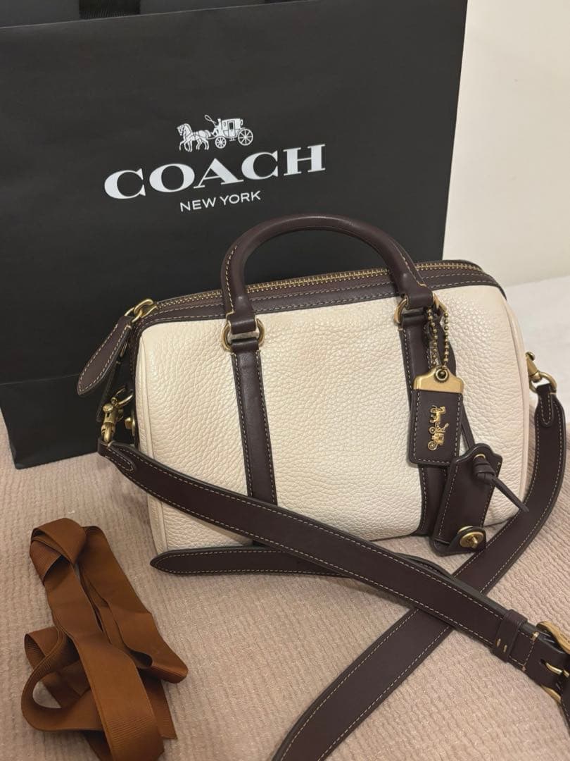【COACH】ボストンバッグ アイボリーブラウン