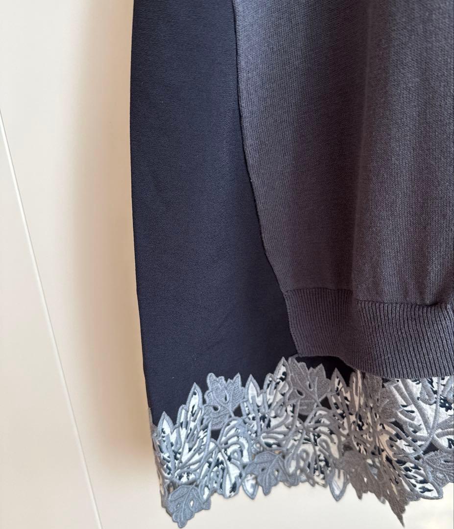 未使用級　ビアズリー 裾レース刺繍ワンピース