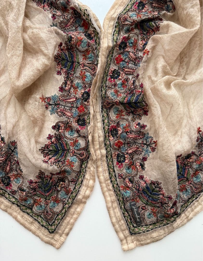 Faliero Sarti ファリエロサルティ ストール 刺繍 ブラウン 茶色