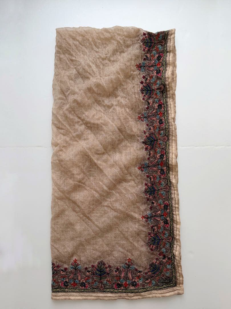 Faliero Sarti ファリエロサルティ ストール 刺繍 ブラウン 茶色