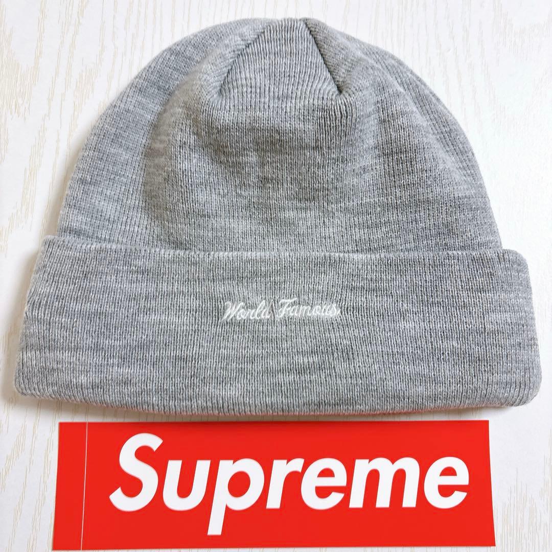 Supreme NEW ERA ニット帽　ビーニー　クロスBOXロゴ　グレー