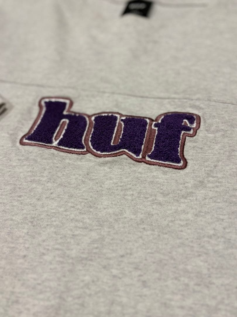 huf マダラグレー刺繍ロゴ 厚手Tシャツ 2XL