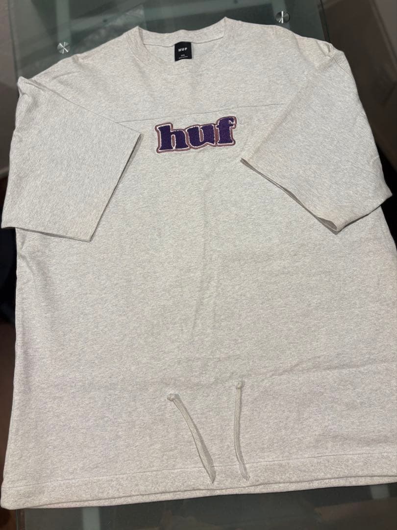huf マダラグレー刺繍ロゴ 厚手Tシャツ 2XL