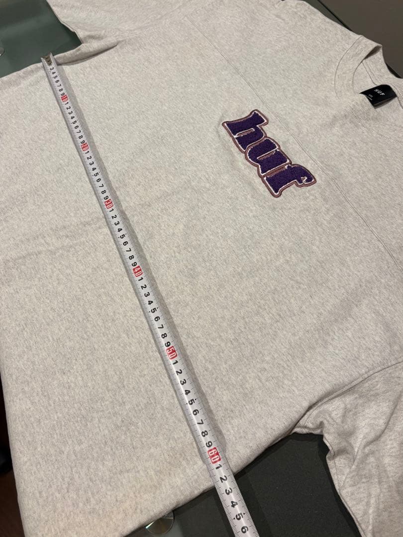 huf マダラグレー刺繍ロゴ 厚手Tシャツ 2XL