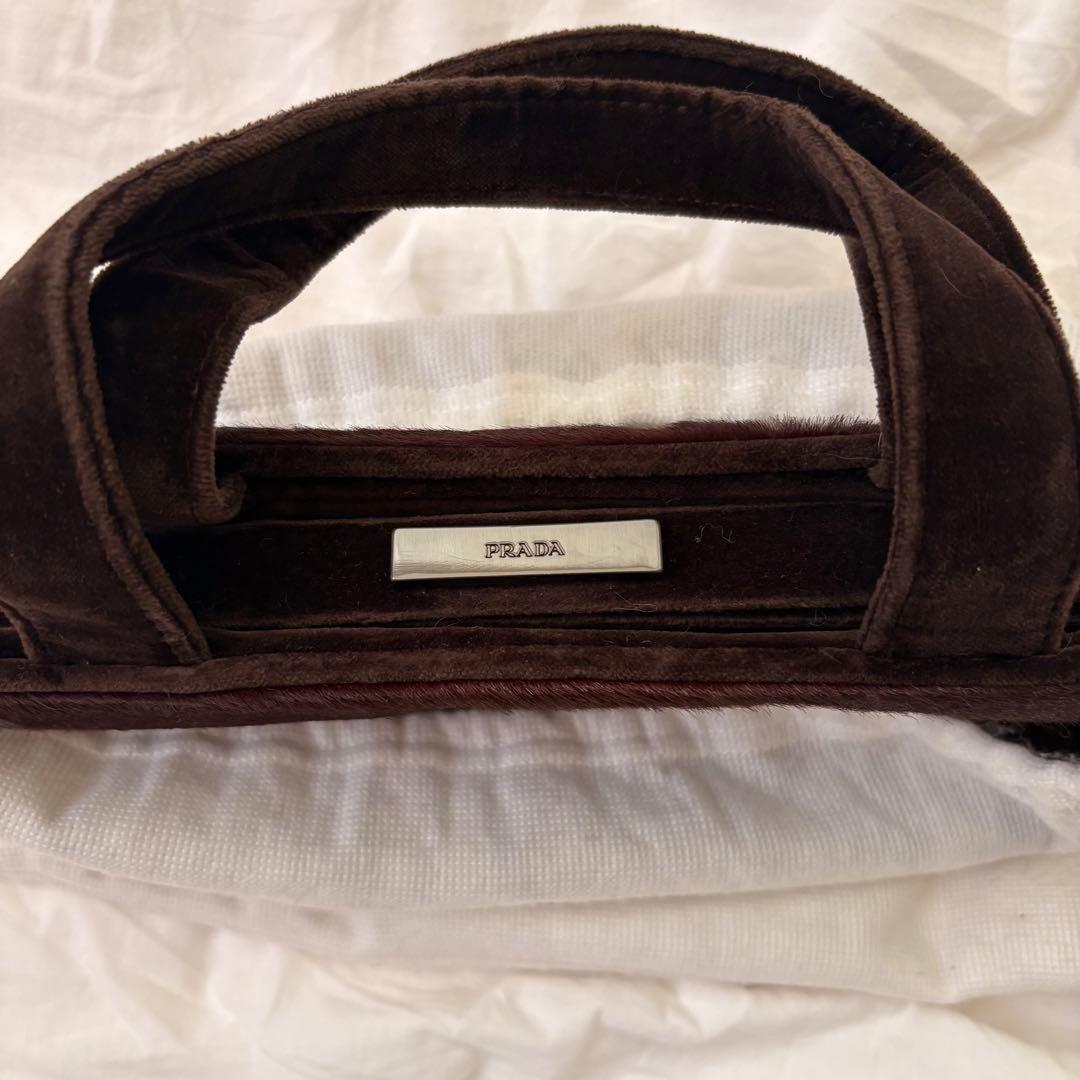 1997AW PRADA ハラコレザー　ハンドバッグ（ブラウン・付属品完備）