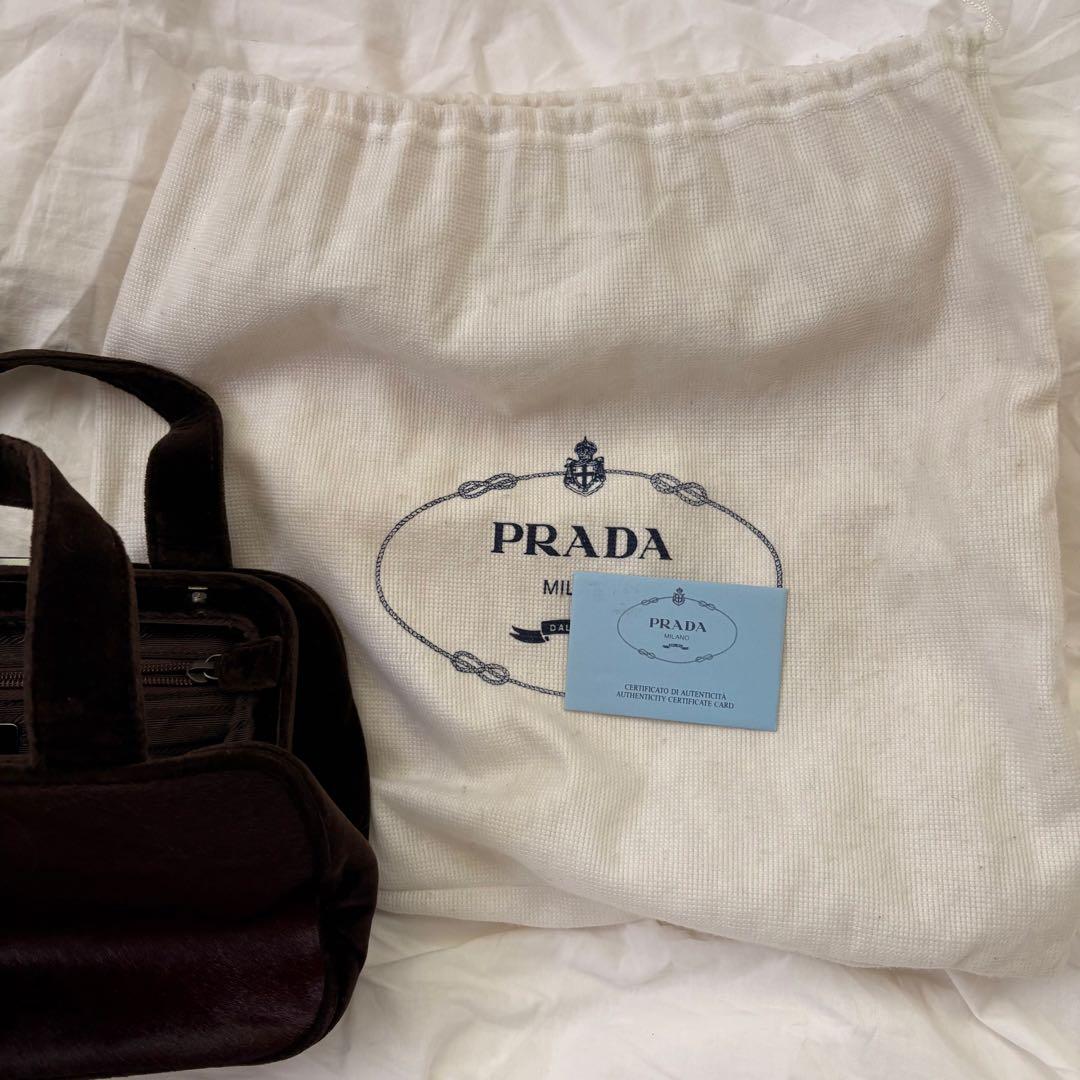 1997AW PRADA ハラコレザー　ハンドバッグ（ブラウン・付属品完備）