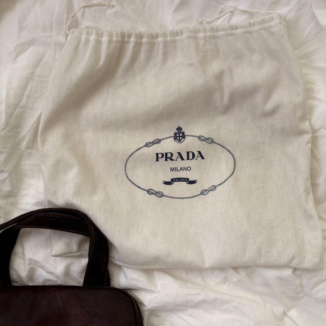 1997AW PRADA ハラコレザー　ハンドバッグ（ブラウン・付属品完備）