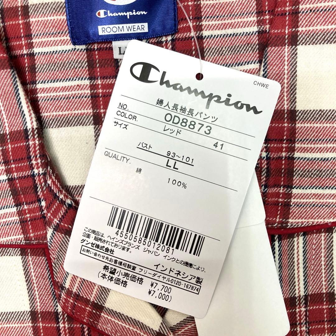 新品❤️ Champion ルームウェア　上下セット　チェック柄　レッド　LL