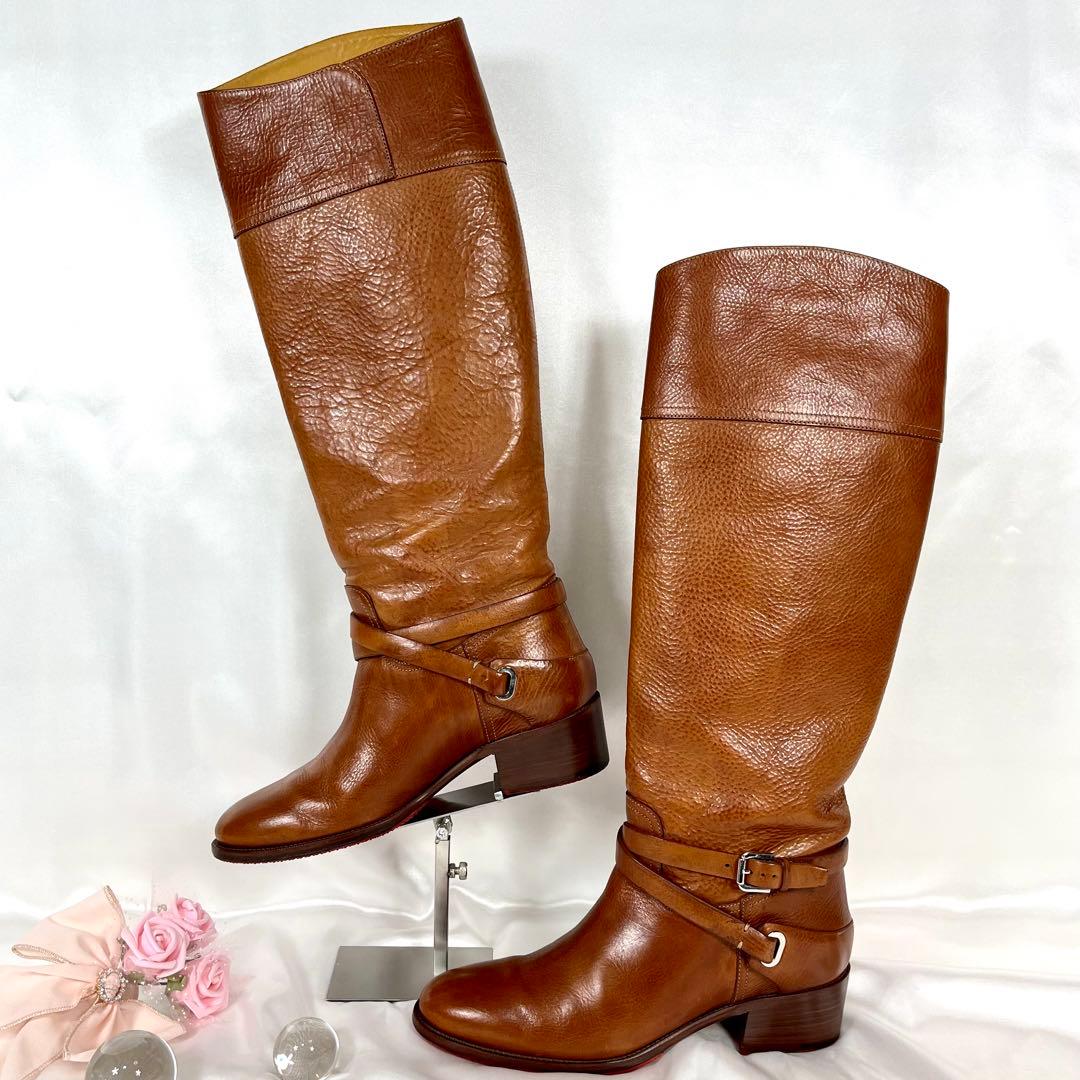 【極美品】RALPH LAUREN レザー ブラウン ロングブーツ 8B 25