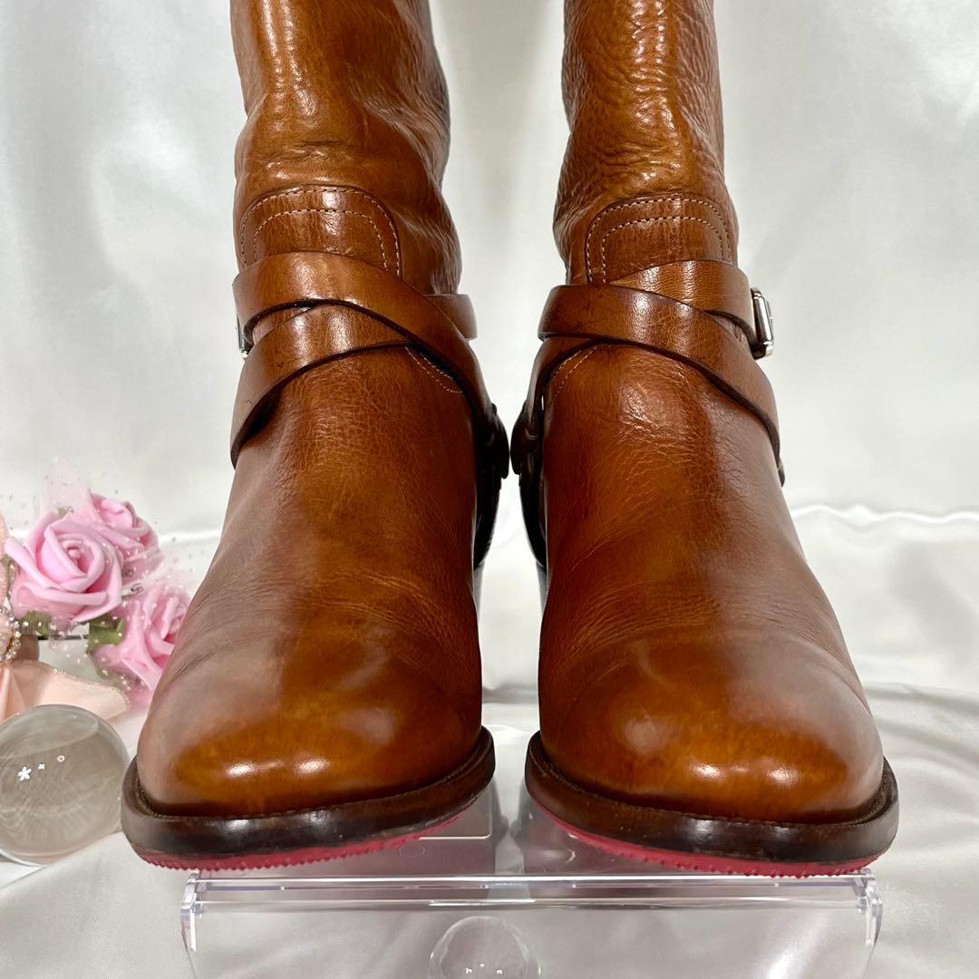 【極美品】RALPH LAUREN レザー ブラウン ロングブーツ 8B 25
