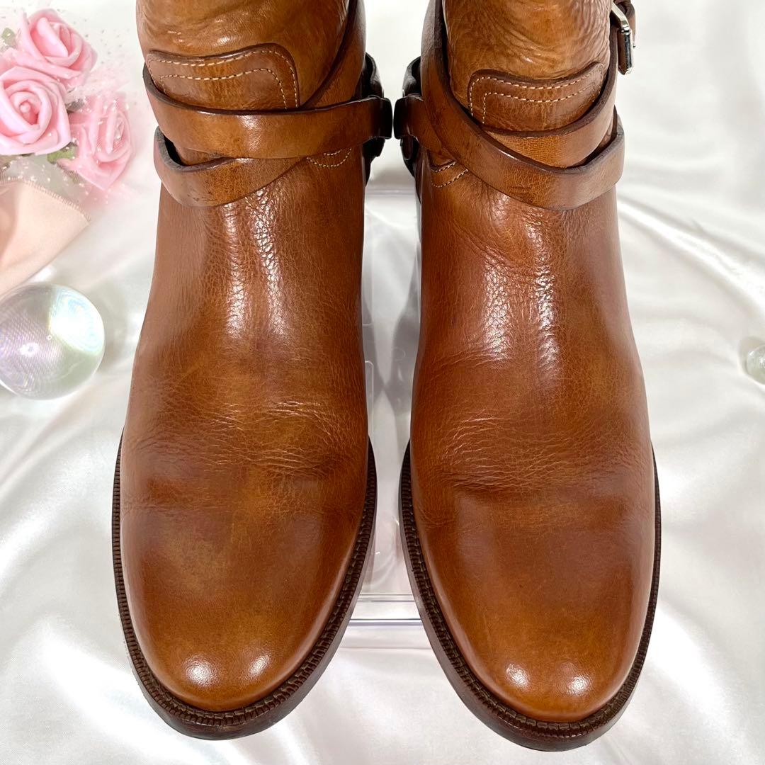 【極美品】RALPH LAUREN レザー ブラウン ロングブーツ 8B 25