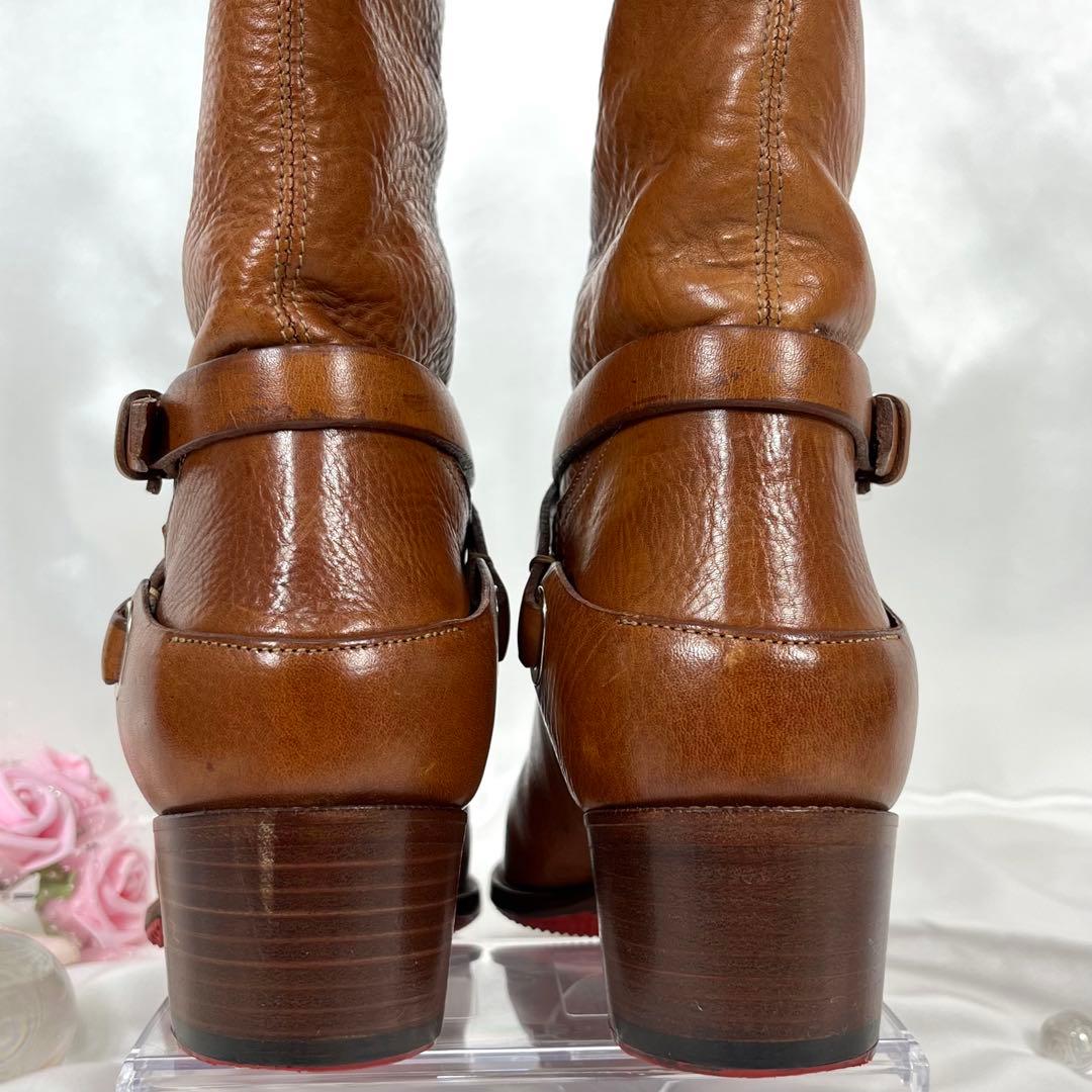 【極美品】RALPH LAUREN レザー ブラウン ロングブーツ 8B 25