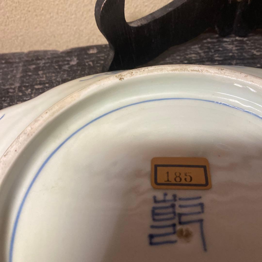 古伊万里風景画の陶磁器皿【皿立て付き】