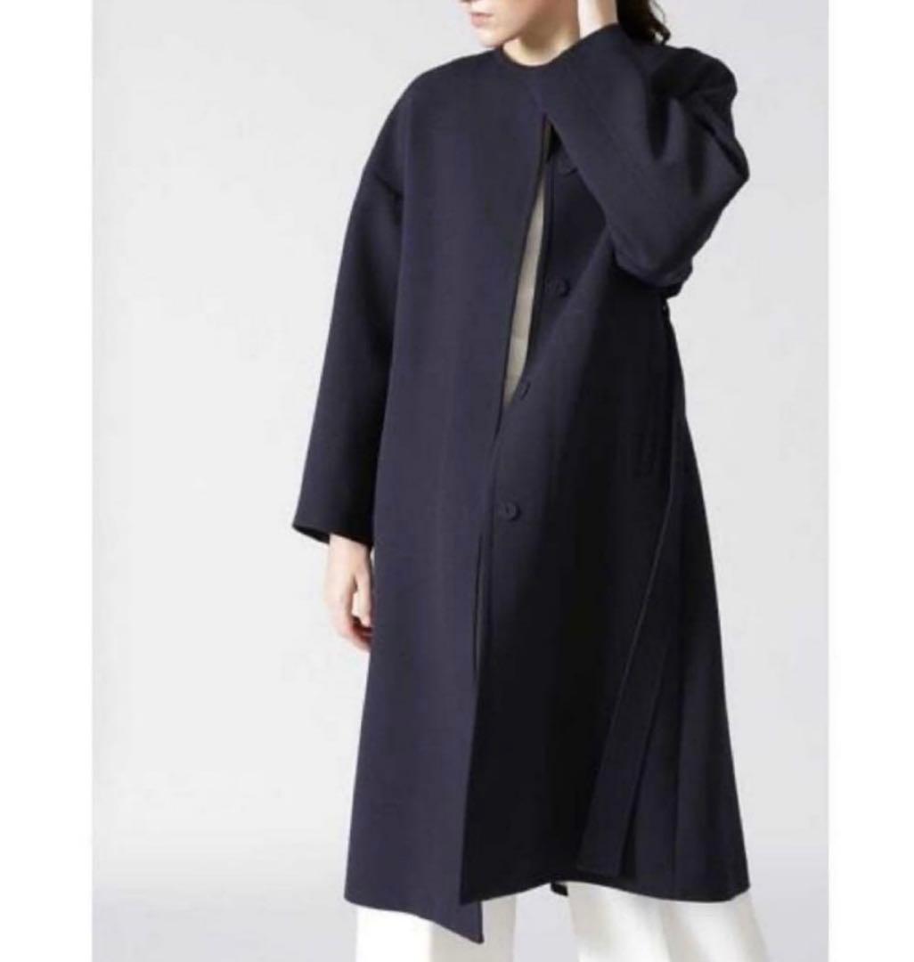 ADORE アドーア　トリプルクロスノーカラー　スプリングコート　濃いネイビー