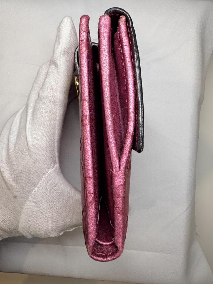 グッチ GUCCIシマ モノグラム レザー 二つ折財布 ピンク
