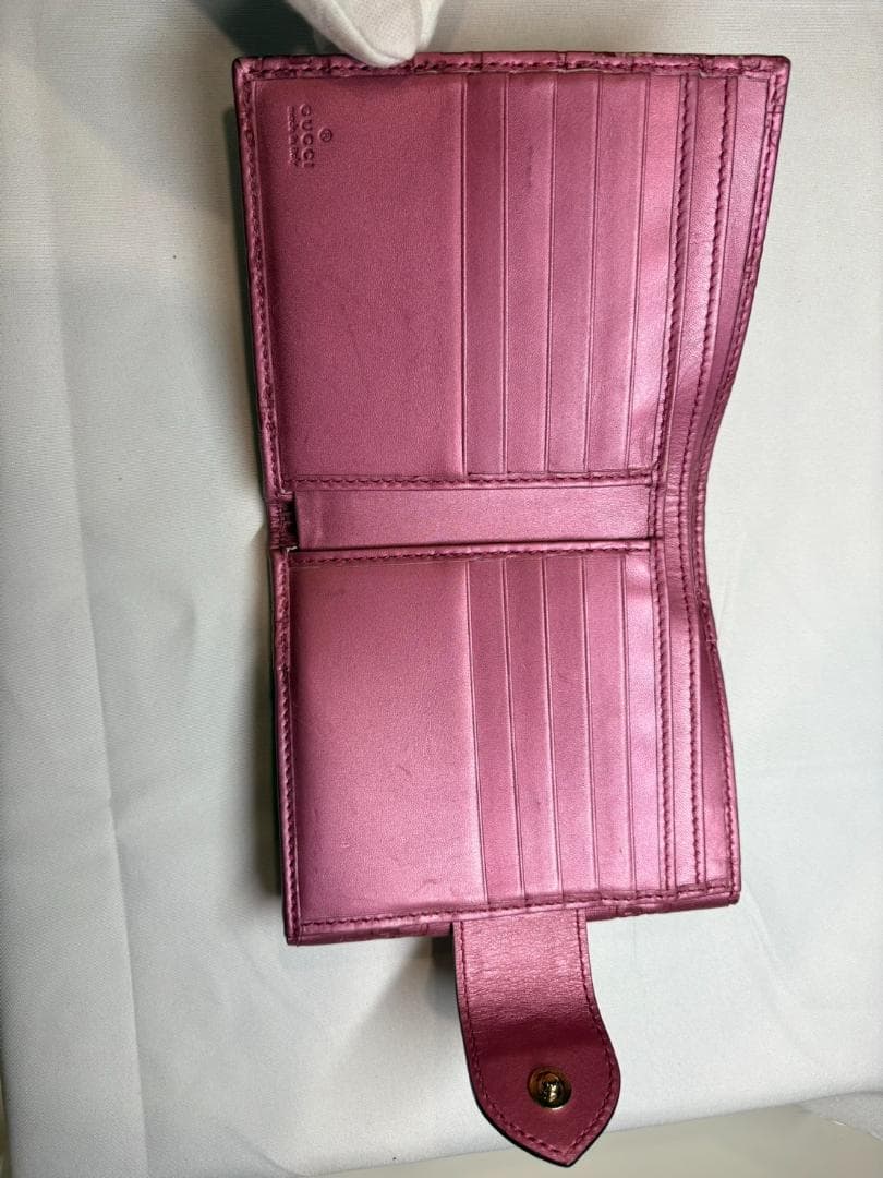 グッチ GUCCIシマ モノグラム レザー 二つ折財布 ピンク
