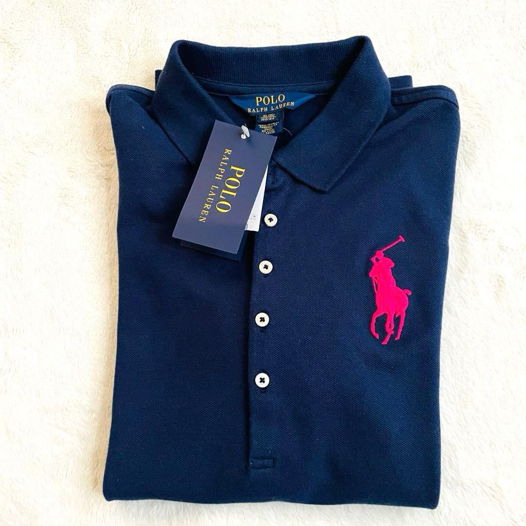 新品未使用タグ付き！ラルフローレン ビッグポニー長袖ポロシャツ 紺レディースM位