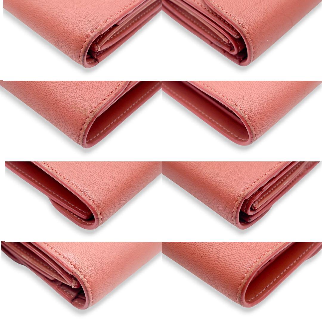 【美品】セリーヌ　レザー　トリオンフ　三つ折り財布　ピンク　694